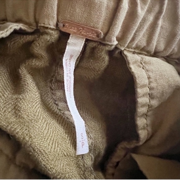 Free People Paperbag Pants Straight Leg Linen Cuffed Leg Tie Belt Size Small - Picture 10 of 11